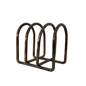 Vintage Metal Hollywood Regency Three Slot Letter Napkin Holder Rack Caddy